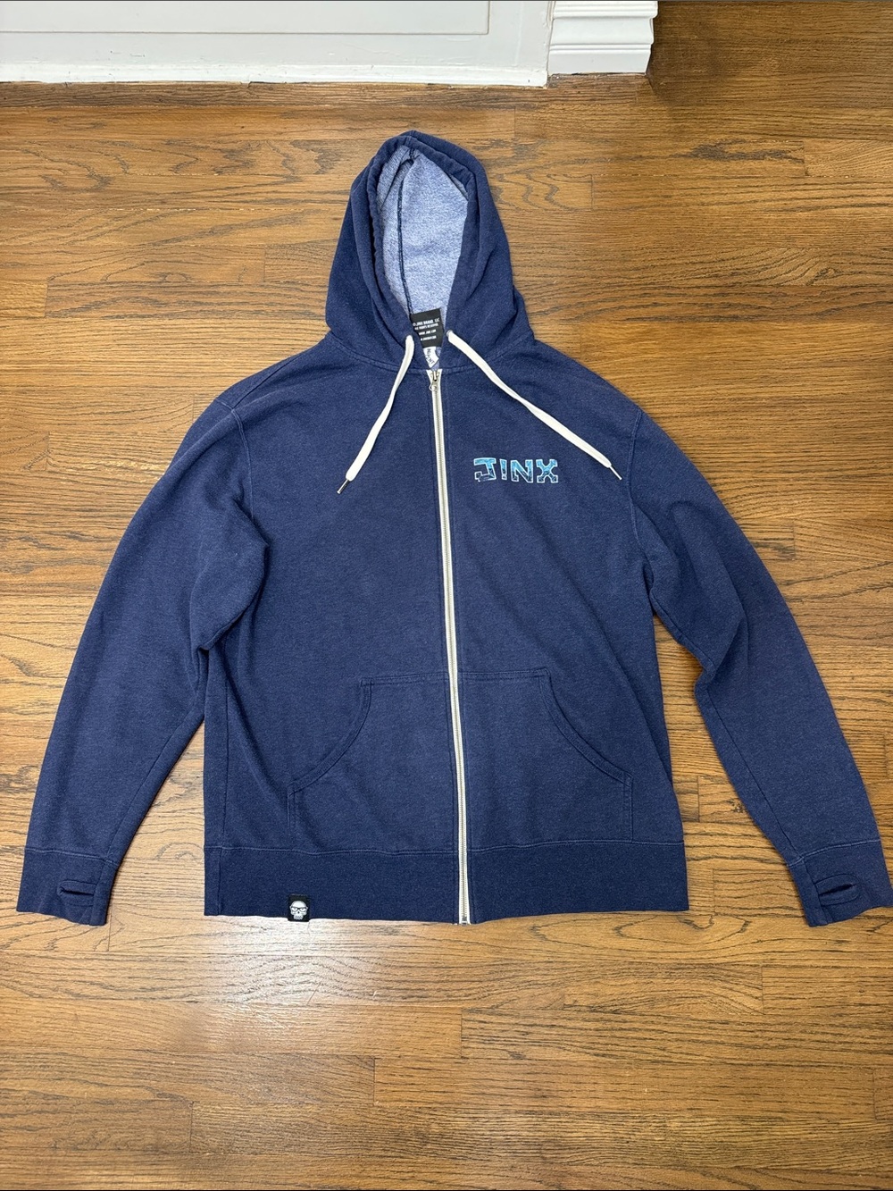 J!NX Navy Full-Zip Hoodie with Light Blue Logo